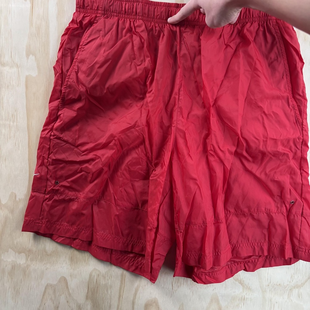 Nike Swim Shorts‎ Mens XL Red Mesh Lined Elastic Waist Back Pocket Logo Trunks